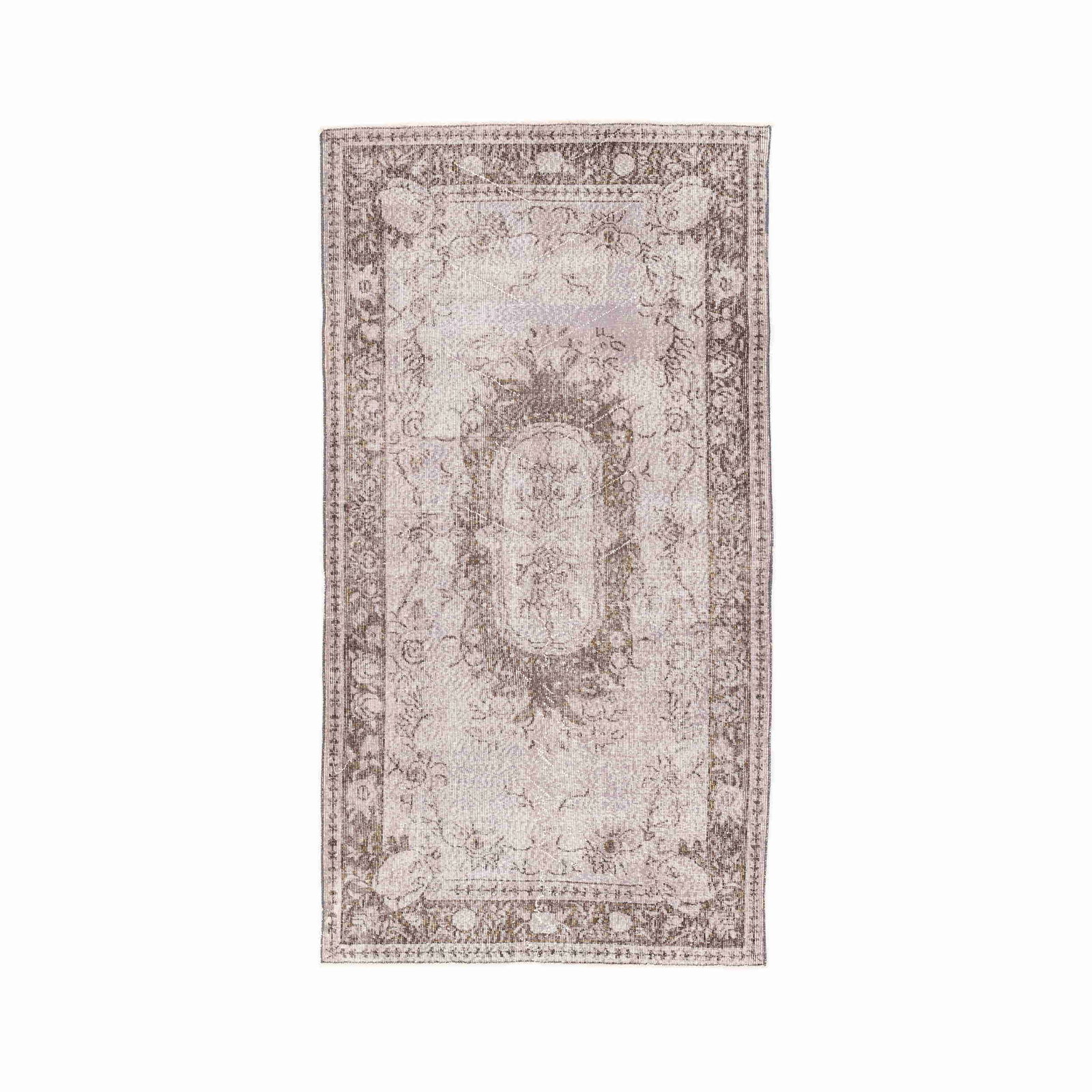 Authentic Vintage Handmade Wool on Cotton Carpet 46.1" x 85.4": Authentic Vintage Handmade Wool on Cotton Carpet 46.1" x 85.4" This authentic handmade vintage carpet features a beautiful design crafted from wool on cotton, showcasing the skill of traditional craft