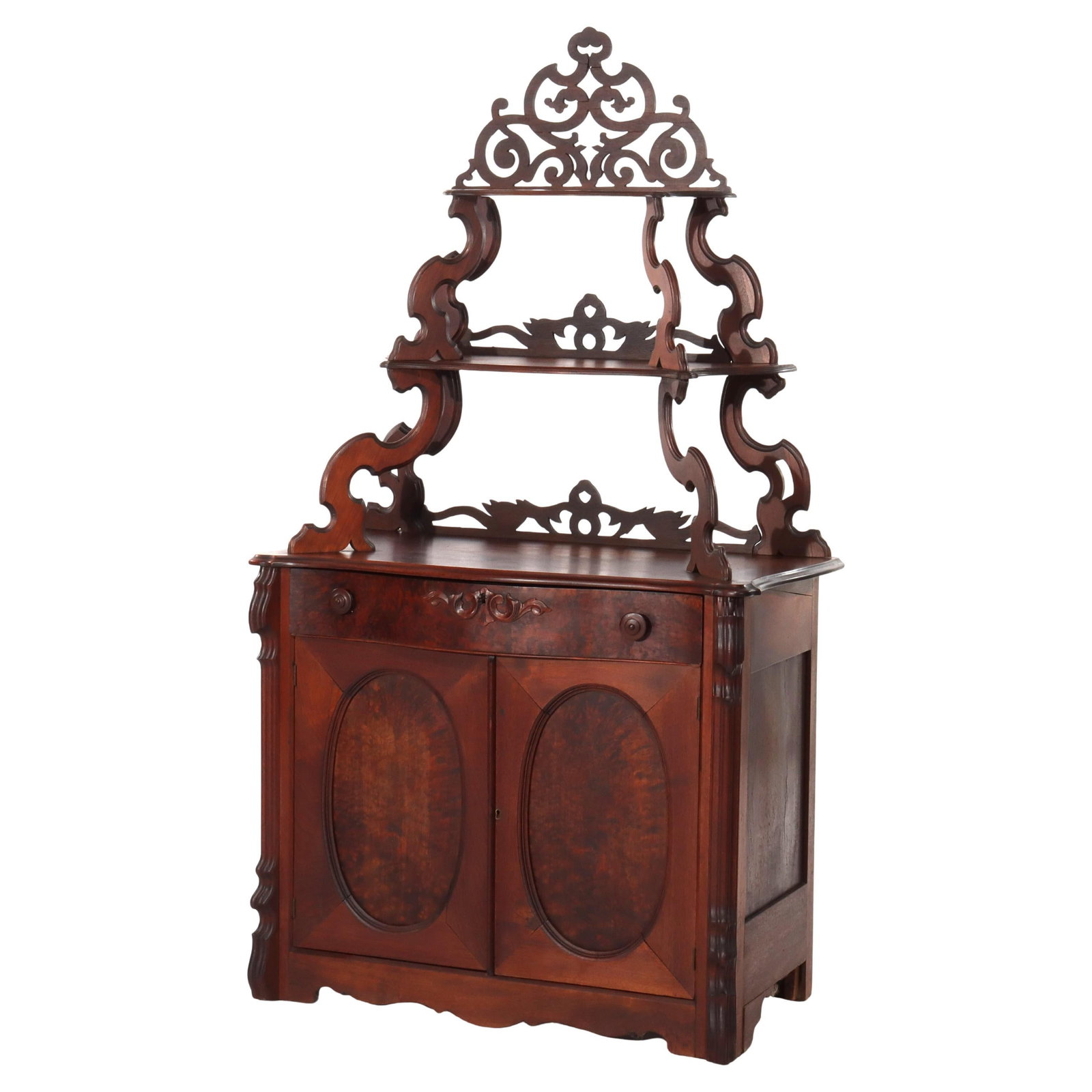 Victorian Walnut Burl Etagere Server 73in C1880 (1 of 18)