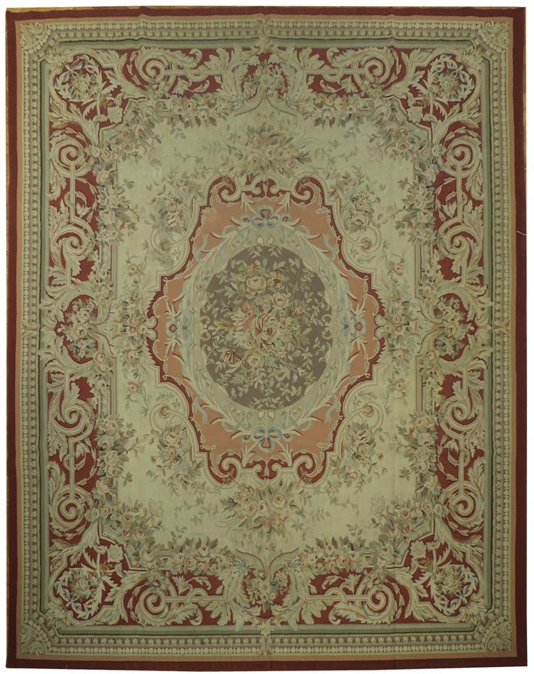 Elegant 8 x 10 Aubusson Flat Weave Rug: Elegant 8 x 10 Aubusson Flat Weave Rug Free continental US Shipping Enhance your living space with this exquisite 8 x 10 Aubusson Flat Weave Rug. This stylish rug showcases intricate patterns and a fl