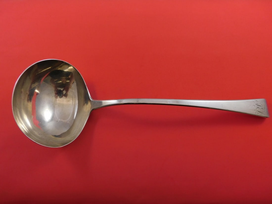 Thomas Wallis II Sterling Silver Soup Ladle 12 1/8" London 1808 Monogrammed: Thomas Wallis II Sterling Silver Soup Ladle 12 1/8" London 1808 Monogrammed This exquisite English soup ladle, crafted from sterling silver by Thomas Wallis II, measures 12 1/8" and dates back to 1808
