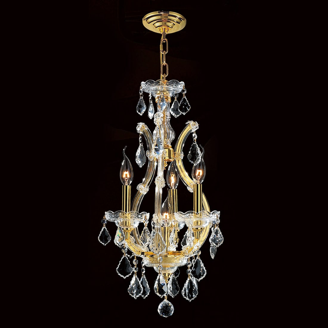 Artistry Maria Theresa 4 Light Gold Crystal Pendant: Artistry Maria Theresa 4 Light Gold Crystal Pendant This Maria Theresa pendant chandelier features a modern gold finish and is adorned with high-quality K9 clear crystals. Designed for indoor installa