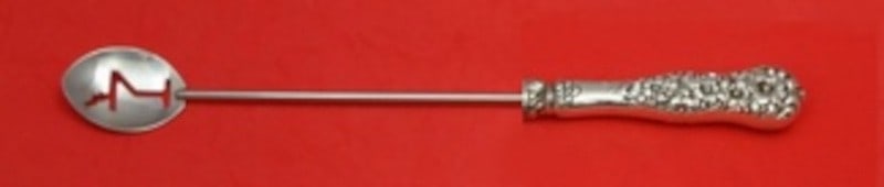 Dominick Haff Rococo Sterling Silver Serving Spoon 10: Dominick Haff Rococo Sterling Silver Serving Spoon 10 This is a sterling silver martini spoon in the Rococo pattern by Dominick & Haff. Crafted in the United States between 1850 and 1899, this serving