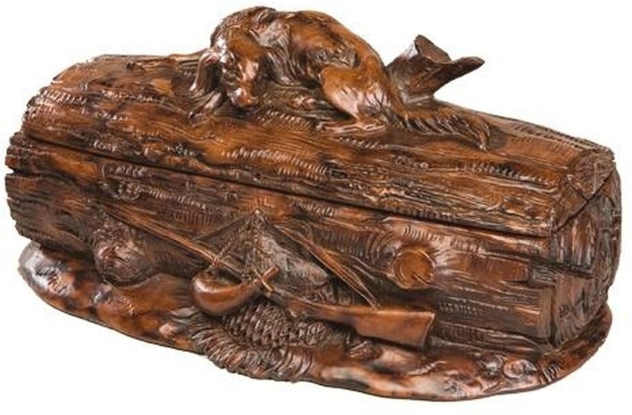 Mountain Collection Hand-Cast Resin Hunting Dog Storage Box: Mountain Collection Hand-Cast Resin Hunting Dog Storage Box This item is made at time of order. Please allow 42 to 70 days for production. Introducing the Mountain Collection Hunting Dog Storage Box, 