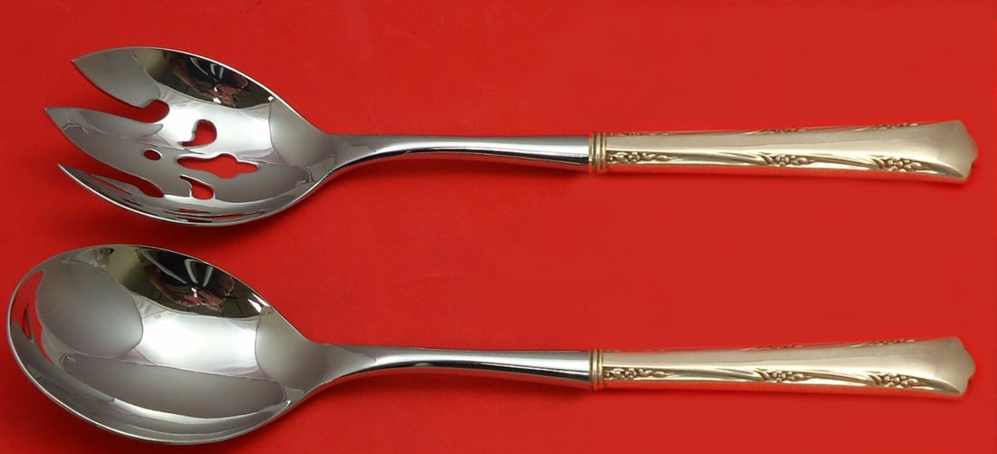 Gorham Greenbrier Sterling Silver Salad Serving Set 2-Piece 10 1/2": Gorham Greenbrier Sterling Silver Salad Serving Set 2-Piece 10 1/2" Enhance your dining experience with the Greenbrier Salad Serving Set by Gorham, expertly crafted from sterling silver. This custom-m