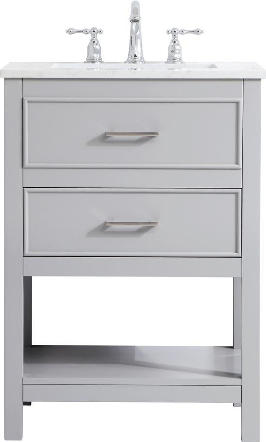 Elegant Lighting 24 Inch Transitional Bathroom Vanity with Brushed Nickel Finish: Elegant Lighting 24 Inch Transitional Bathroom Vanity with Brushed Nickel Finish This elegant 24-inch bathroom vanity features a transitional style that combines functionality with modern aesthetics. 