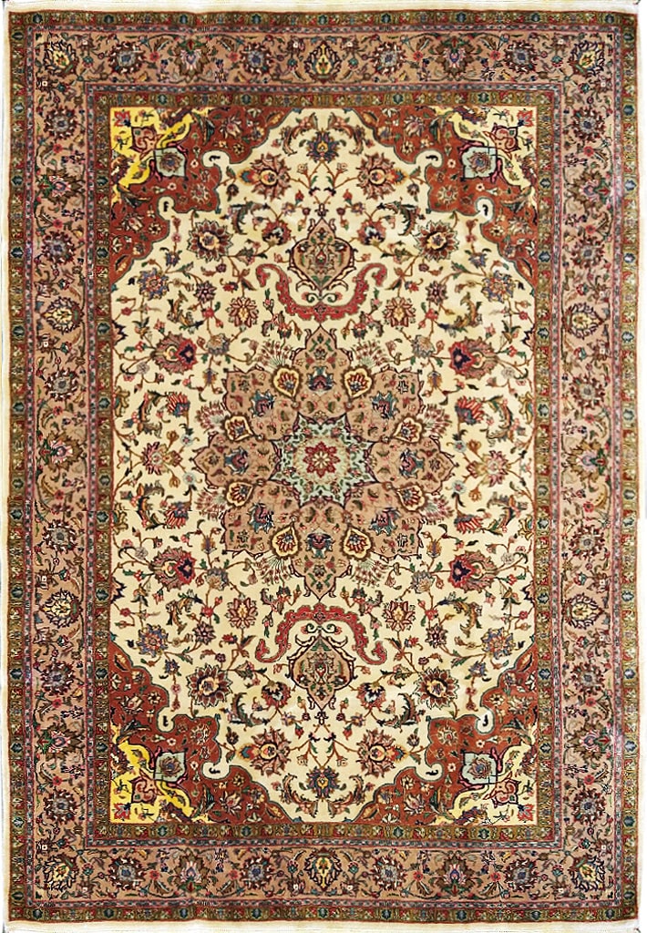 6 x 10 Authentic Persian Tabriz Rug 400 KPSI Wool Silk Elegant Design: 6 x 10 Authentic Persian Tabriz Rug 400 KPSI Wool Silk Elegant Design Free continental US Shipping Indulge in luxury with this 6' x 10' Authentic Quality Persian Tabriz Rug, showcasing a remarkable cr