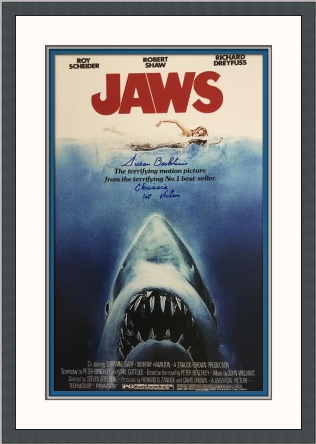Susan Backlinie Autographed Jaws Photo 23x17 Custom Frame Inscribed 1st Victim (1 of 7)