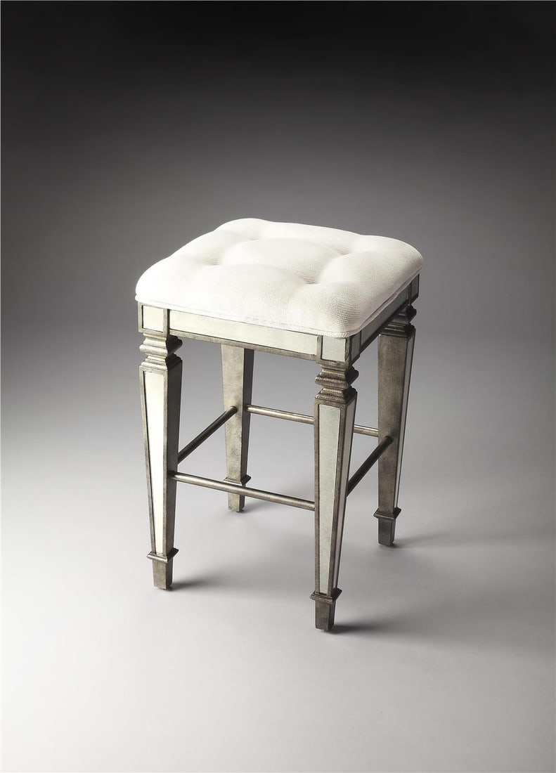 Butler Celeste Modern Silver Bar Stool 30H Square Design (1 of 2)