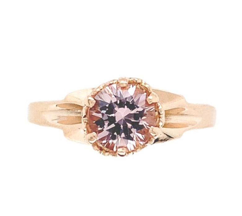 Vintage 10k Rose Gold .56ct Morganite Ring Size 5.75 GIA Certified: Vintage 10k Rose Gold .56ct Morganite Ring Size 5.75 GIA Certified This exquisite ring features a stunning .56 ct genuine natural morganite set in 10k rose gold. The morganite, characterized by its li