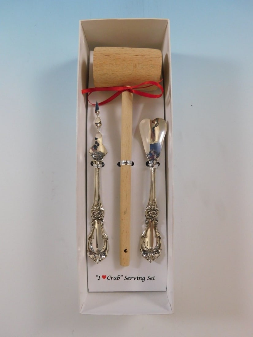 Reed and Barton Burgundy Sterling Silver I Love Crab Serving Set 3-Piece Gift Boxed (1 of 5)