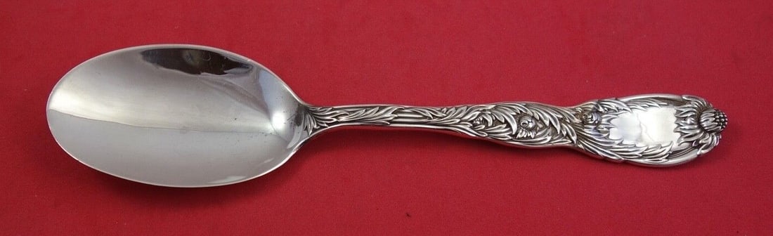 Tiffany & Co. Sterling Silver Pudding Spoon Chrysanthemum Pattern 8 3/4 Inch: Tiffany & Co. Sterling Silver Pudding Spoon Chrysanthemum Pattern 8 3/4 Inch This is a sterling silver pudding spoon in the Chrysanthemum pattern by Tiffany & Co. Crafted in the United States between 