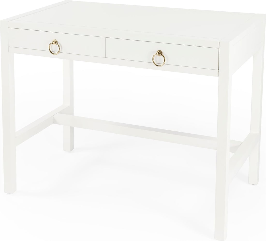 Butler White Desk for Modern Workspaces Transitional Style: Butler White Desk for Modern Workspaces Transitional Style Introducing the Elegant Butler White Desk, a perfect addition to modern workspaces. This transitional-style desk features a sleek rectangular