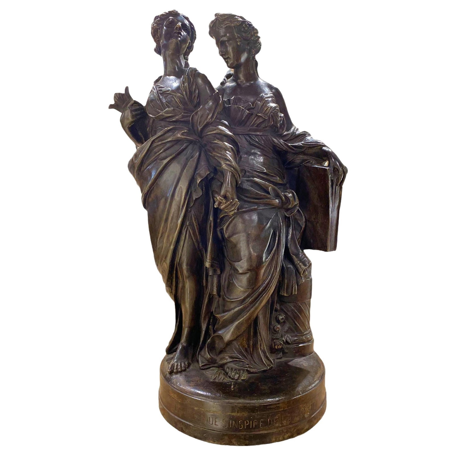 Neoclassical French Bronze Sculpture After Guillaume Coustou II Music and Poetry: Neoclassical French Bronze Sculpture After Guillaume Coustou II Music and Poetry This 19th-century French allegorical bronze sculpture, inspired by Guillaume Coustou II, depicts the themes of music an
