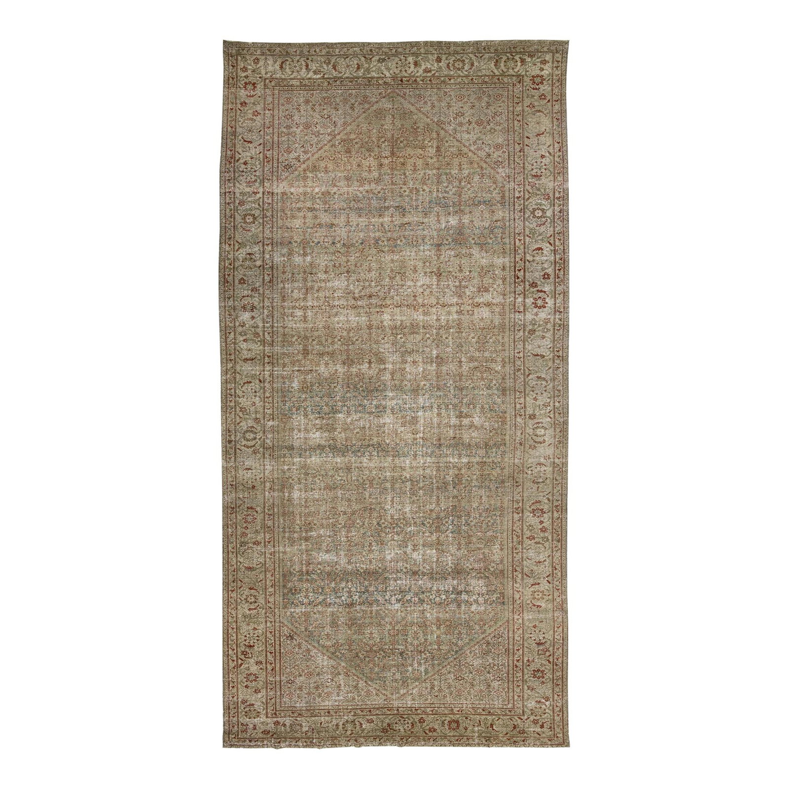 Antique Persian Mahal Wool Rug 10'2 x 20'8 Blue Allover Design: Antique Persian Mahal Wool Rug 10'2 x 20'8 Blue Allover Design Transform your living space with this exquisite Antique Persian Mahal Oversized Wool Rug. Hand-knotted with precision, this stunning rug 
