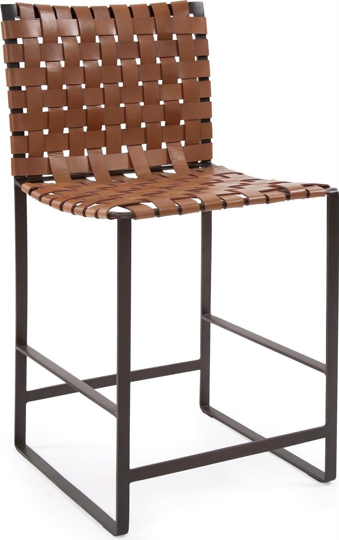 Howard Elliott Irving Industrial Leather Steel Counter Stool (1 of 7)