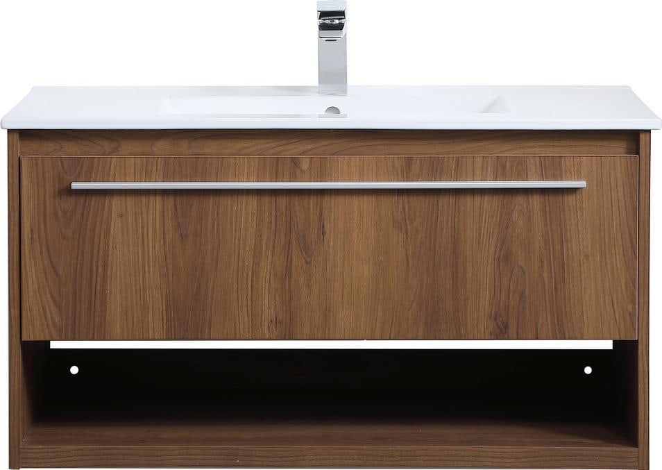 Elegant Lighting Floating Walnut Bathroom Vanity Mid-Century Modern (1 of 1)