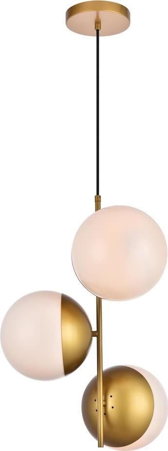 Elegant Lighting Eclipse Brass Milk Frosted Glass Pendant Light: Elegant Lighting Eclipse Brass Milk Frosted Glass Pendant Light Illuminate your space with this elegant frosted glass pendant light, featuring a stylish brass finish. Designed in a transitional style,
