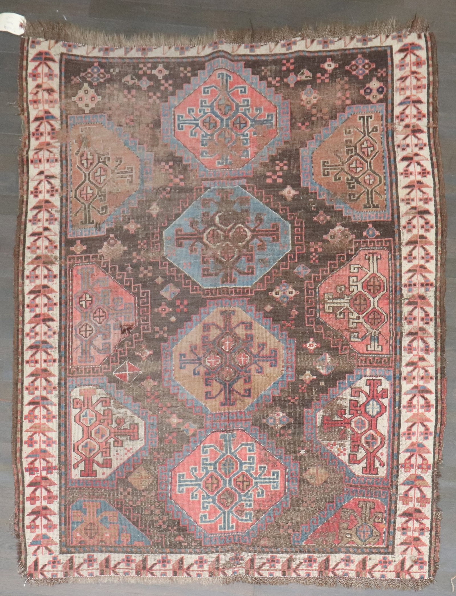 4' x 4' 10" Silk Kurd Tribal Square Rug: 4' x 4' 10" Silk Kurd Tribal Square Rug Early 20th century Kurdish tribal rug with a distressed finish. This pre-owned small square rug is made of silk. Specifications Type: Silk Style: Tribal Origin/
