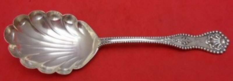 Dominick & Haff Charles II Sterling Silver Fluted Berry Spoon 8 3/4" (1 of 2)