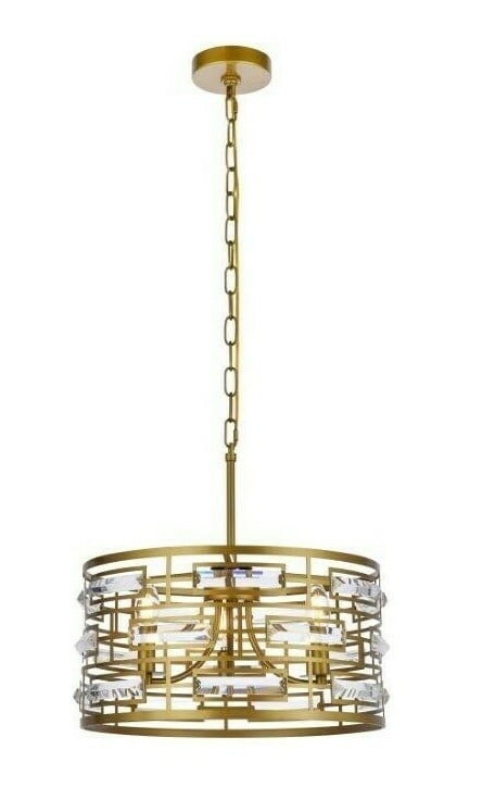 Kennedy 3 Light Brass Crystal Chandelier 16.5 Inch Round Frame: Kennedy 3 Light Brass Crystal Chandelier 16.5 Inch Round Frame This modern chandelier features a round, open sphere design with a brass color metal frame and crystal accents. It accommodates three E12