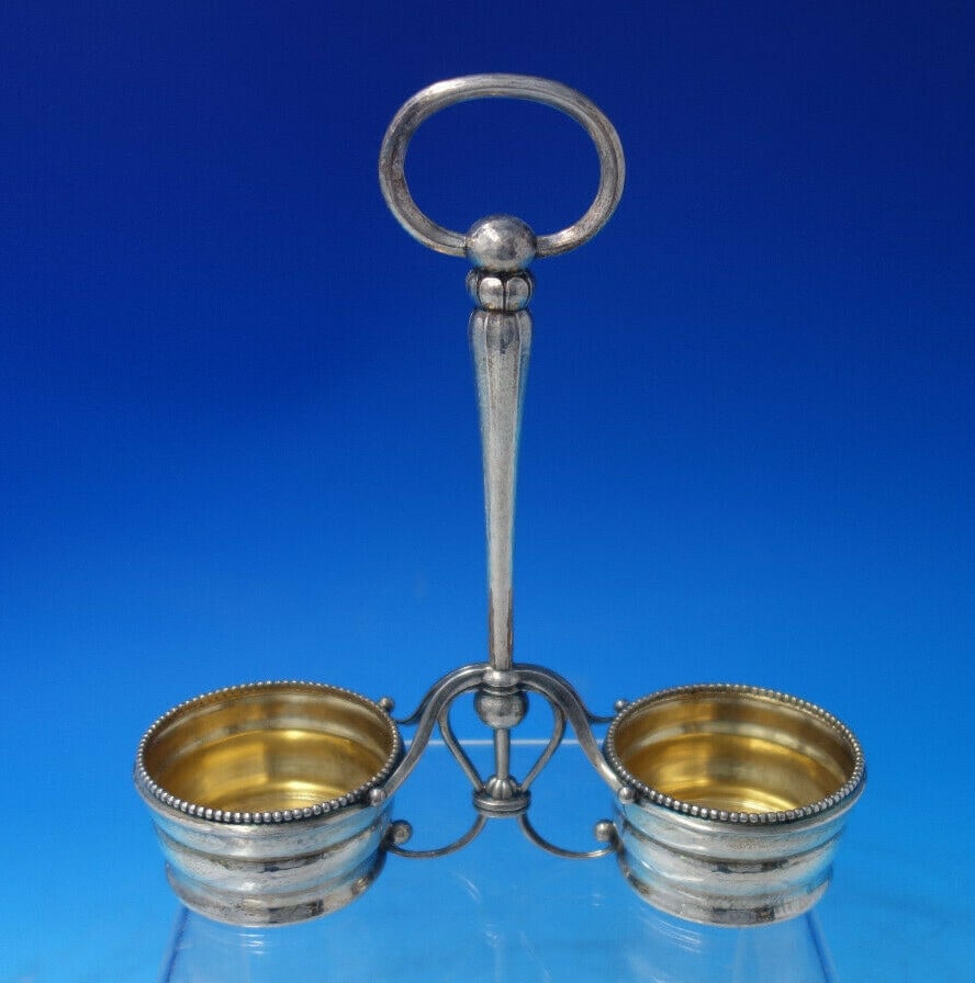 Georg Jensen Sterling Silver Beaded Condiment Caddy 1930s (1 of 9)