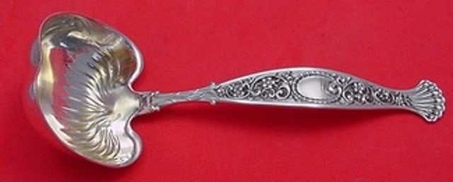 Whiting Hyperion Sterling Silver Gravy Ladle 7.5 Antique Serving: Whiting Hyperion Sterling Silver Gravy Ladle 7.5 Antique Serving This exquisite gravy ladle from Whiting is crafted in sterling silver, showcasing the elegant Hyperion pattern. Measuring 7 1/2 inches,