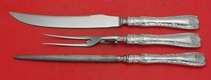 Tiffany & Co Wave Edge Sterling Silver 3-Piece Roast Carving Set: Tiffany & Co Wave Edge Sterling Silver 3-Piece Roast Carving Set This exquisite 3-piece roast carving set from Tiffany & Co. features the elegant Wave Edge pattern, crafted from high-quality sterling 