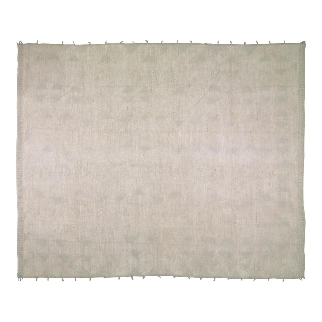 Hand Knotted Beni Ourain Moroccan Wool Rug 12'2" x 15' Contemporary Soft Texture: Hand Knotted Beni Ourain Moroccan Wool Rug 12'2" x 15' Contemporary Soft Texture This 1990s Moroccan Beni Ourain rug features a hand-knotted construction with natural tan hues and a contemporary style