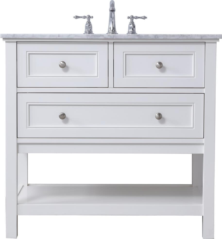 Elegant Lighting Contemporary Solid Wood Vanity with Brushed Nickel Finish: Elegant Lighting Contemporary Solid Wood Vanity with Brushed Nickel Finish This stylish White Solid Wood Vanity is designed with contemporary aesthetics in mind. Featuring a brushed nickel finish, it 