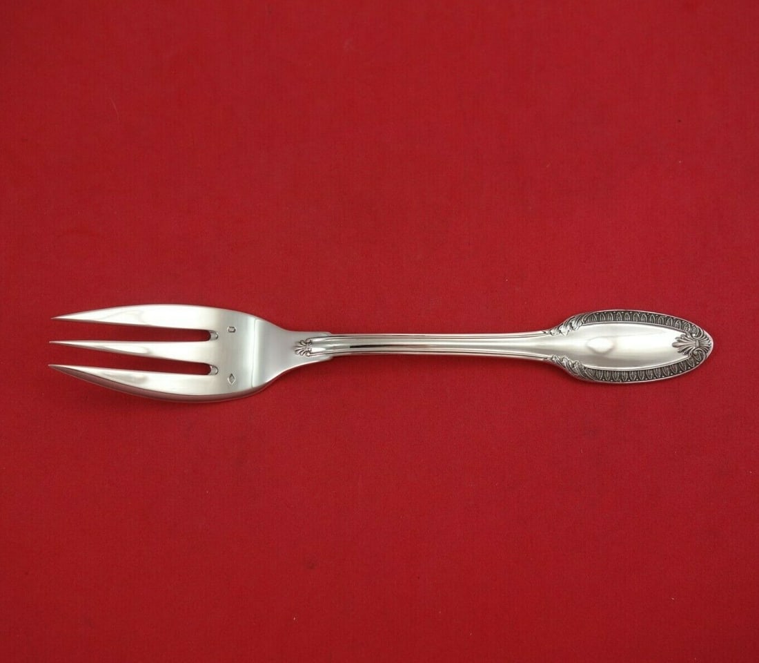 Puiforcat Percier Sterling Silver 7 3 8 Inch Fork: Puiforcat Percier Sterling Silver 7 3 8 Inch Fork This is a sterling silver salad fork or fish fork in the Percier pattern by Puiforcat. Made in France, this elegant piece features a decorative handle