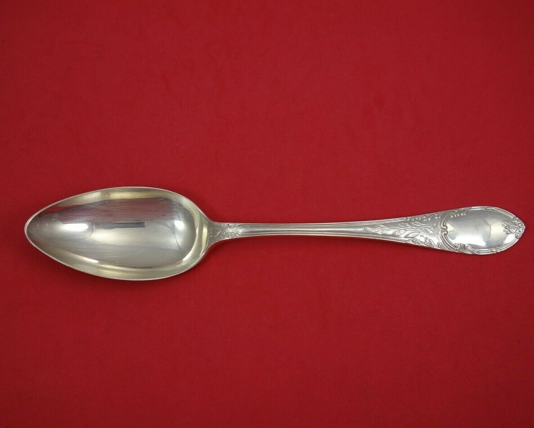 Mappin & Webb Laurel and Ribbon Sterling Silver Serving Spoon 8.75" (1 of 2)