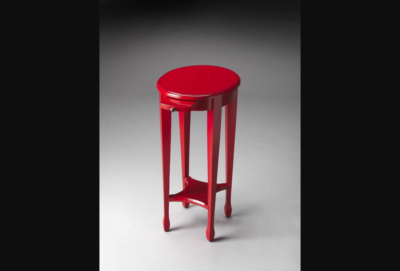Butler Arielle Oval Red Side Table with Shelf (1 of 2)
