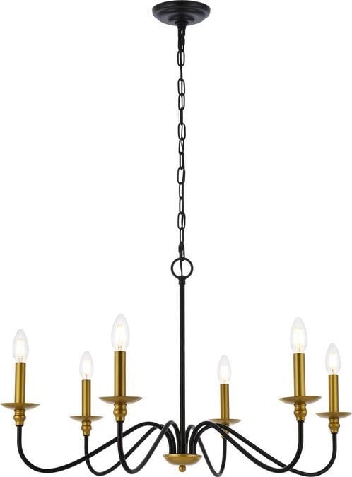 Elegant Lighting Rohan Adjustable Matte Black Brass Bowl Chandelier (1 of 1)