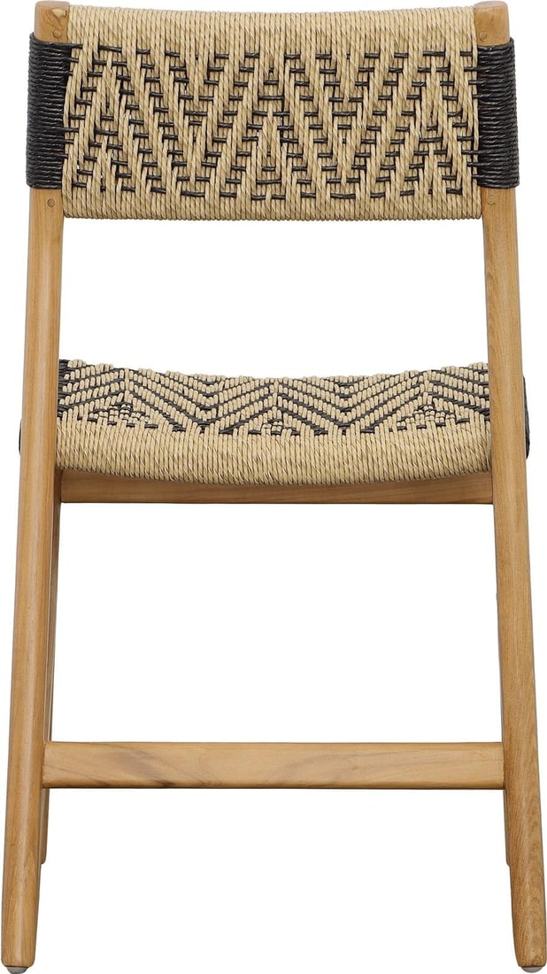 Lumen Outdoor Dining Chair Synthetic Wicker Teak Wood Natural Black (1 of 6)