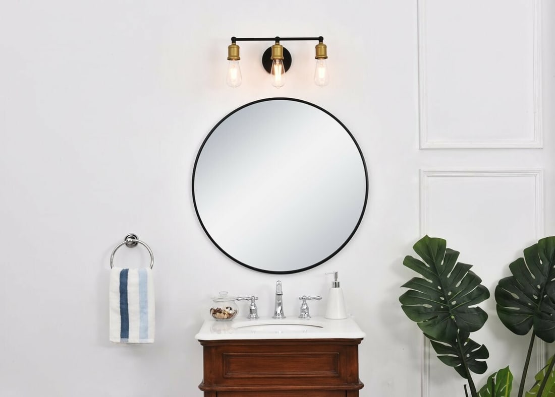 Serif 3-Light Wall Sconce Brass and Black Metal (1 of 12)
