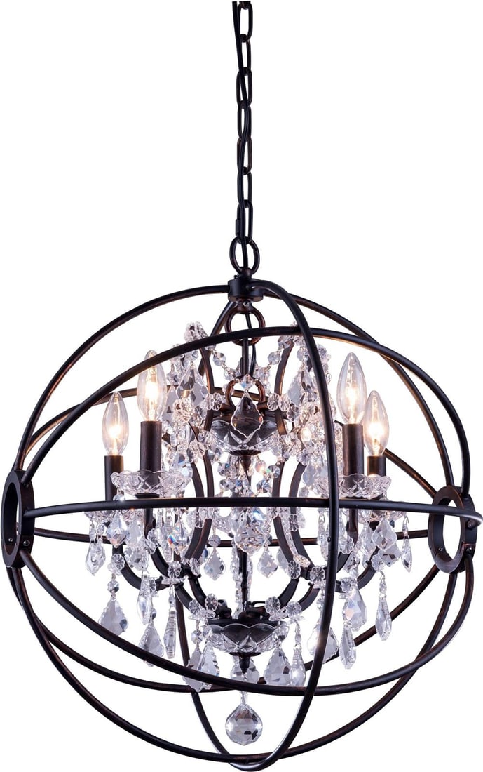 Elegant Lighting Neo-Classical Pendant Lamp in Clear Crystal Dark Bronze (1 of 1)