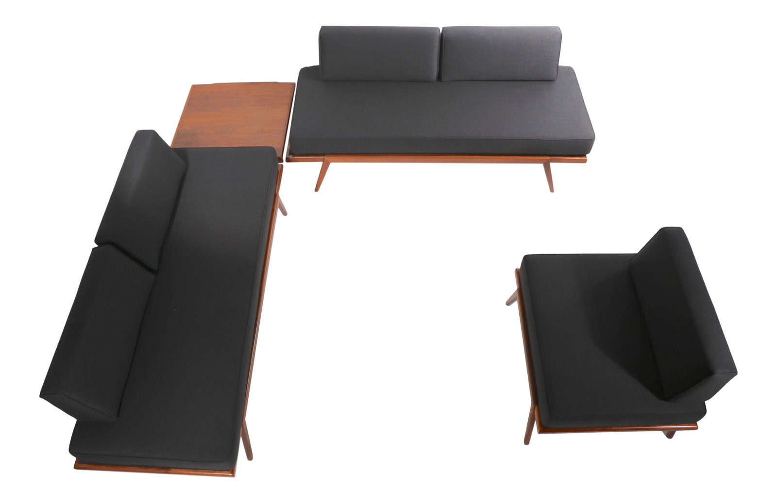 Mel Smilow 4 Piece Furniture Suite 2 Sofas Lounge Chair Table: Mel Smilow 4 Piece Furniture Suite 2 Sofas Lounge Chair Table Discover this stunning suite of Mel Smilow (Smilow - Thielle) furniture, featuring 2 daybed loveseats, 1 armless lounge chair, and a versa
