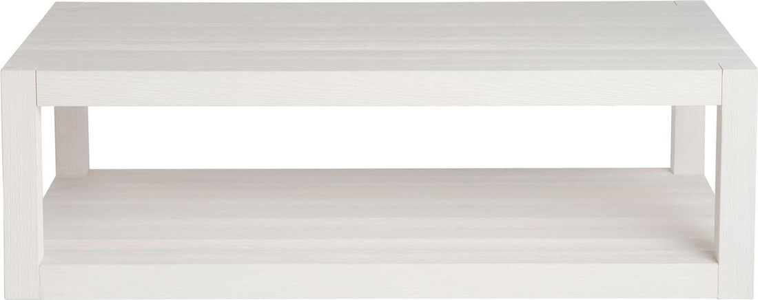 Universal Coastal Style White Sand Cocktail Table 17H 50W 28D: Universal Coastal Style White Sand Cocktail Table 17H 50W 28D Enhance your living space with this Coastal Style White Sand Cocktail Table. Perfect for any beach-themed decor, this cocktail table featu