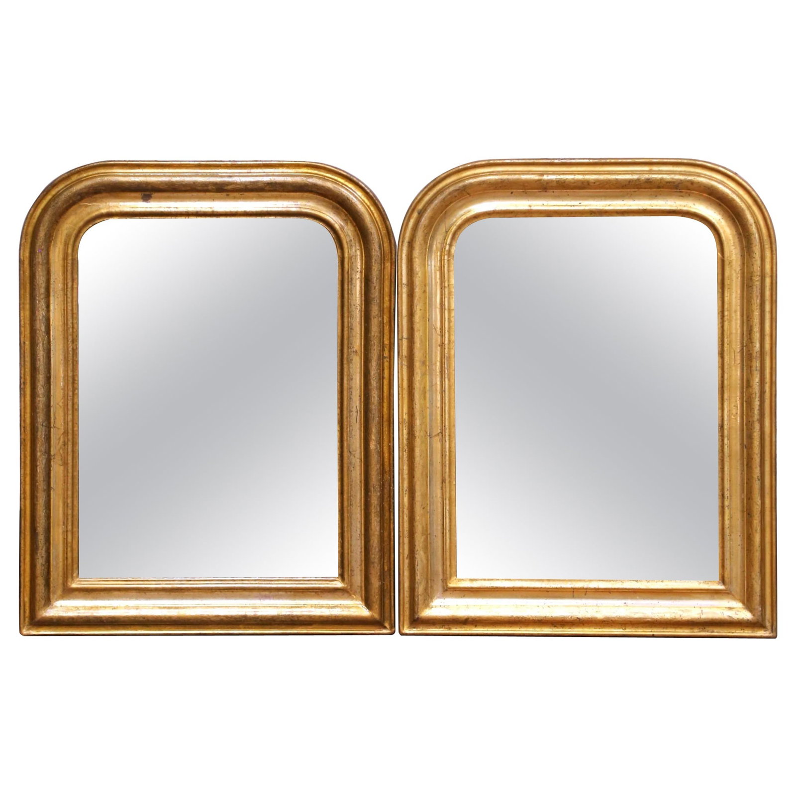 Set of Two Antique French Giltwood Louis Philippe Mirrors with Floral Carving (1 of 9)