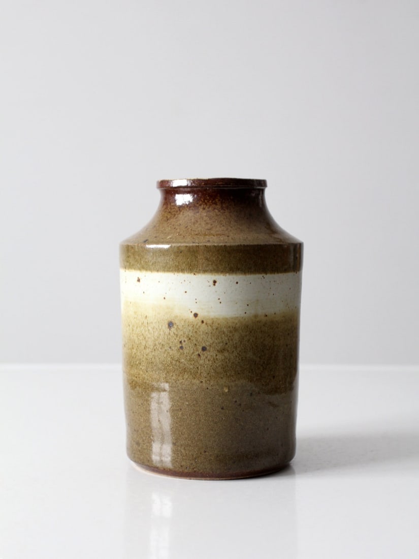 Signed Vintage Studio Pottery Vase with Speckled Glaze (1 of 7)