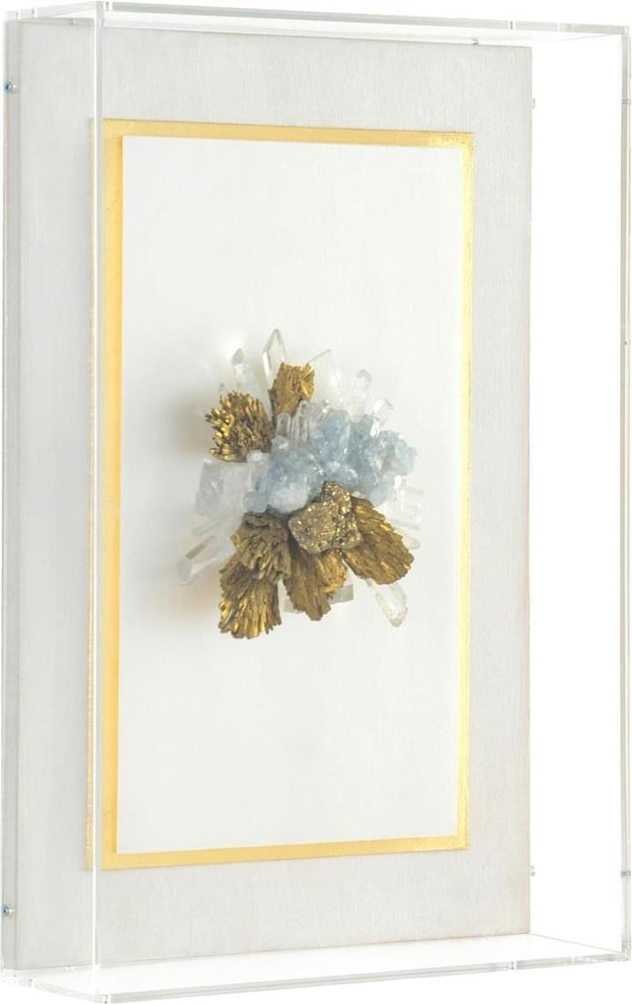 John-Richard Acrylic Shadow Box Art Calcite Quartz 16H 10W 3.5D (1 of 2)