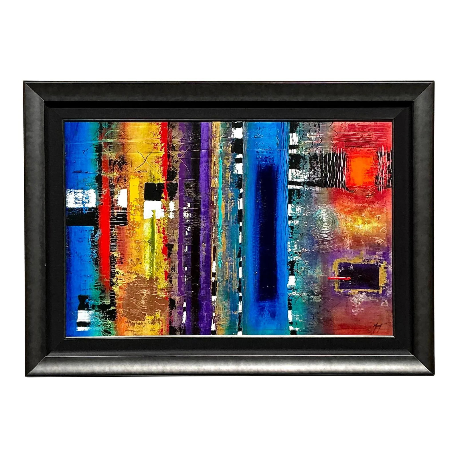 Vintage Boho Abstract Oil Painting Canvas 65.25 x 47 Royal Blue: Vintage Boho Abstract Oil Painting Canvas 65.25 x 47 Royal Blue Transform your living space with this stunning Vintage Boho Abstract Oil on Canvas. Featuring a vibrant palette of colors and bold brush