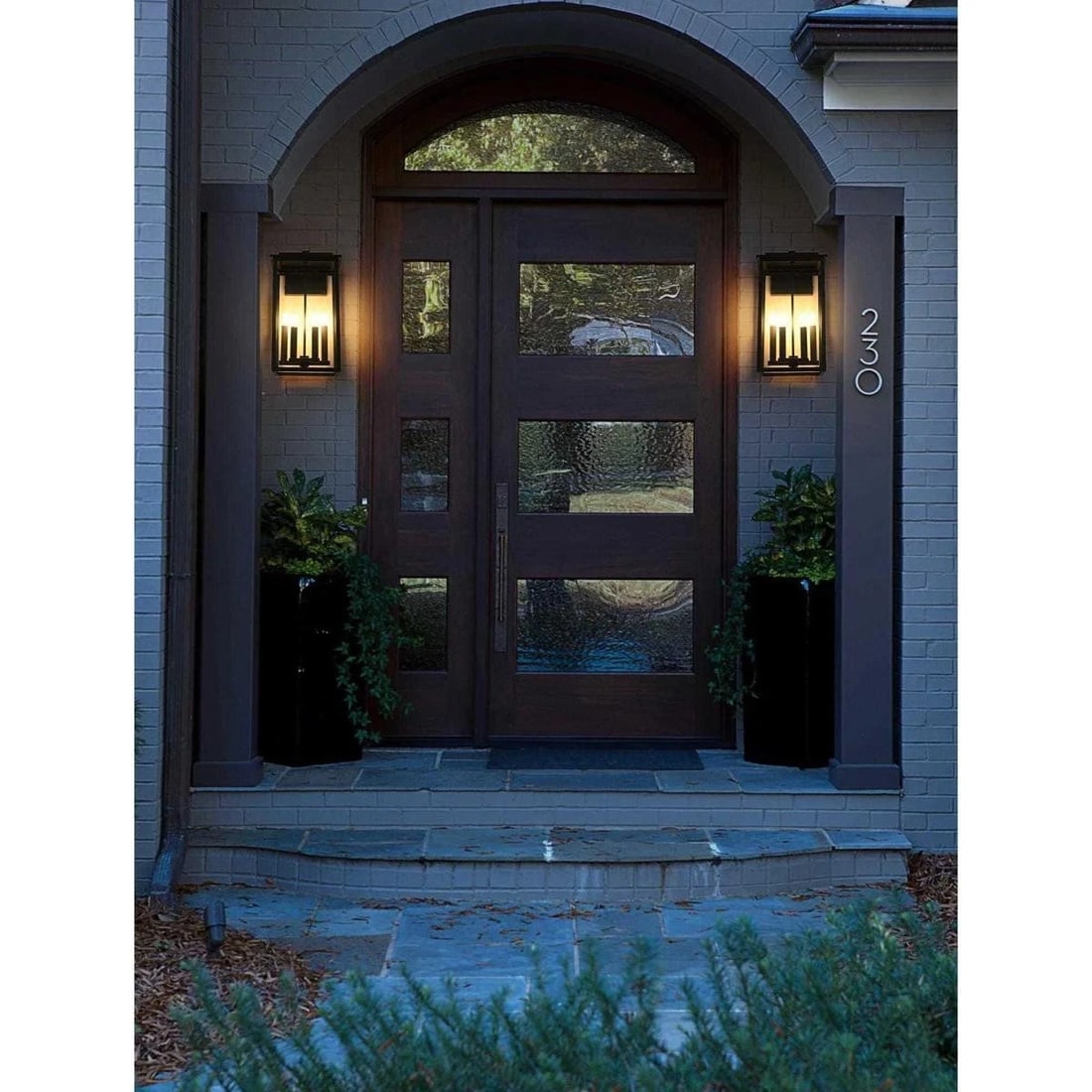 Kaysen Black Iron Glass Outdoor Wall Light 4 Bulb 20.9 Inch: Kaysen Black Iron Glass Outdoor Wall Light 4 Bulb 20.9 Inch This large outdoor wall sconce features a traditional design with four lights and a black iron and glass construction. Measuring 20.9 inches