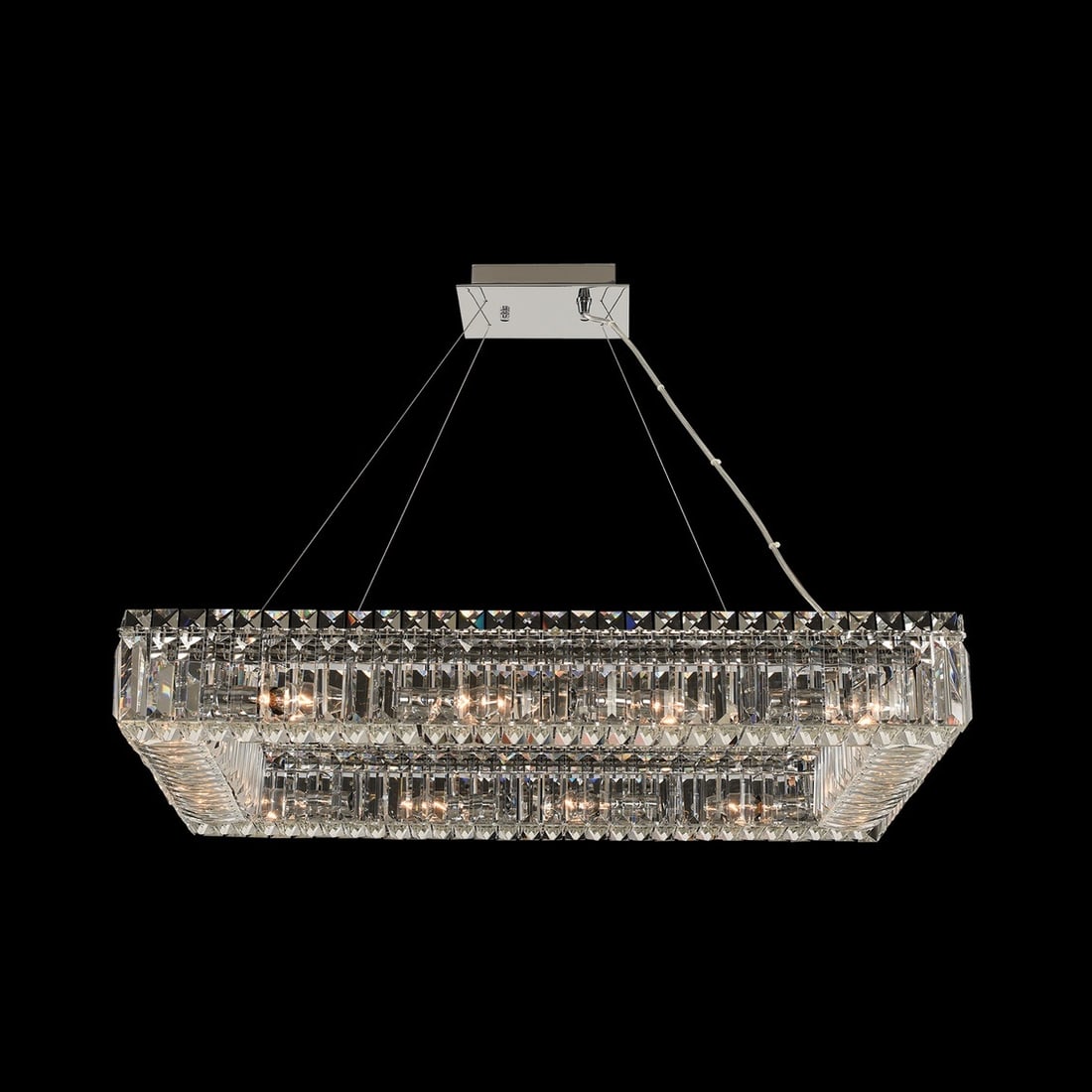 Kalco Baguette Modern Chrome Chandelier Rectangular 12 Bulb Dimmable (1 of 1)