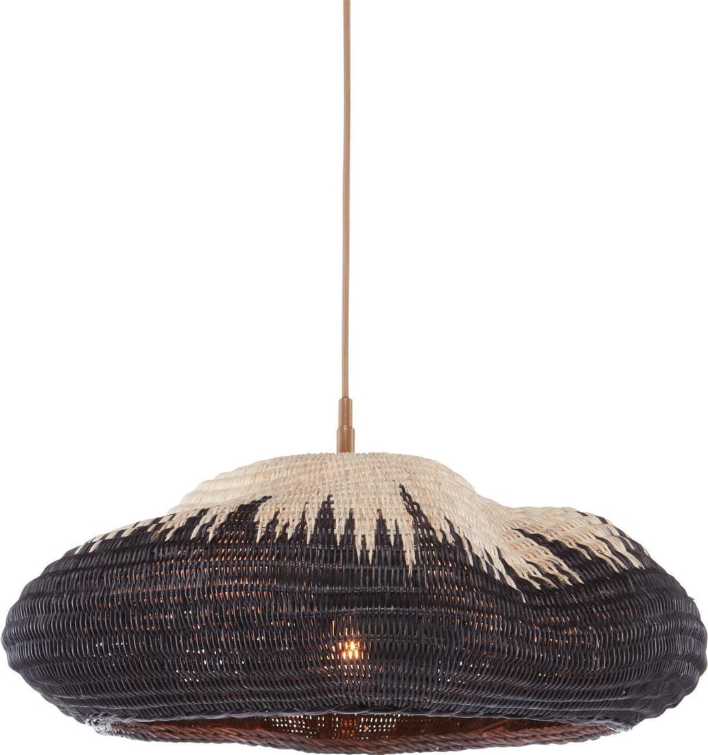 Currey Two-Tone Wicker Pendant Light French Country Style UL Listed (1 of 6)