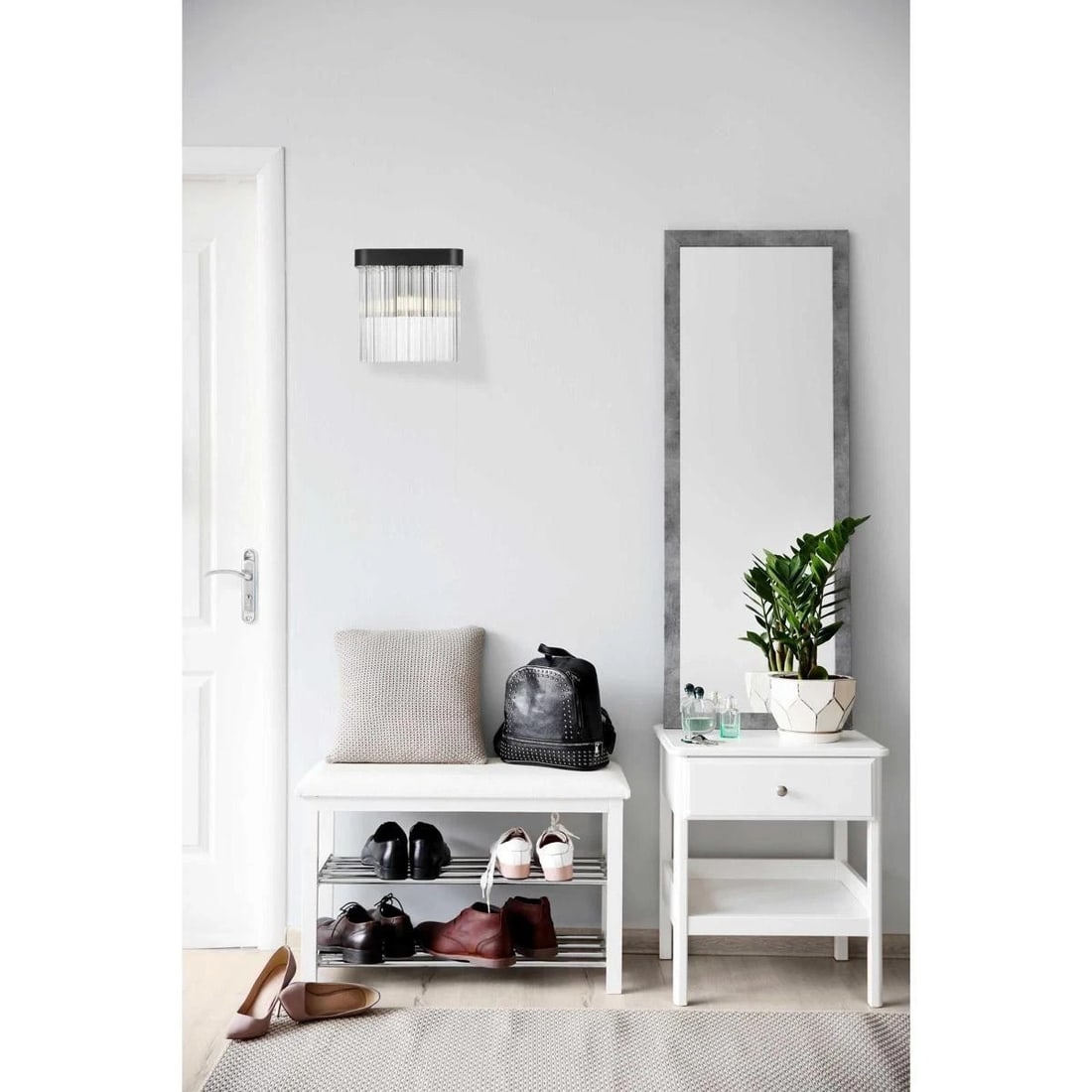 Harlow Black Glass Wall Sconce 9 in Modern Vanity Light (1 of 8)