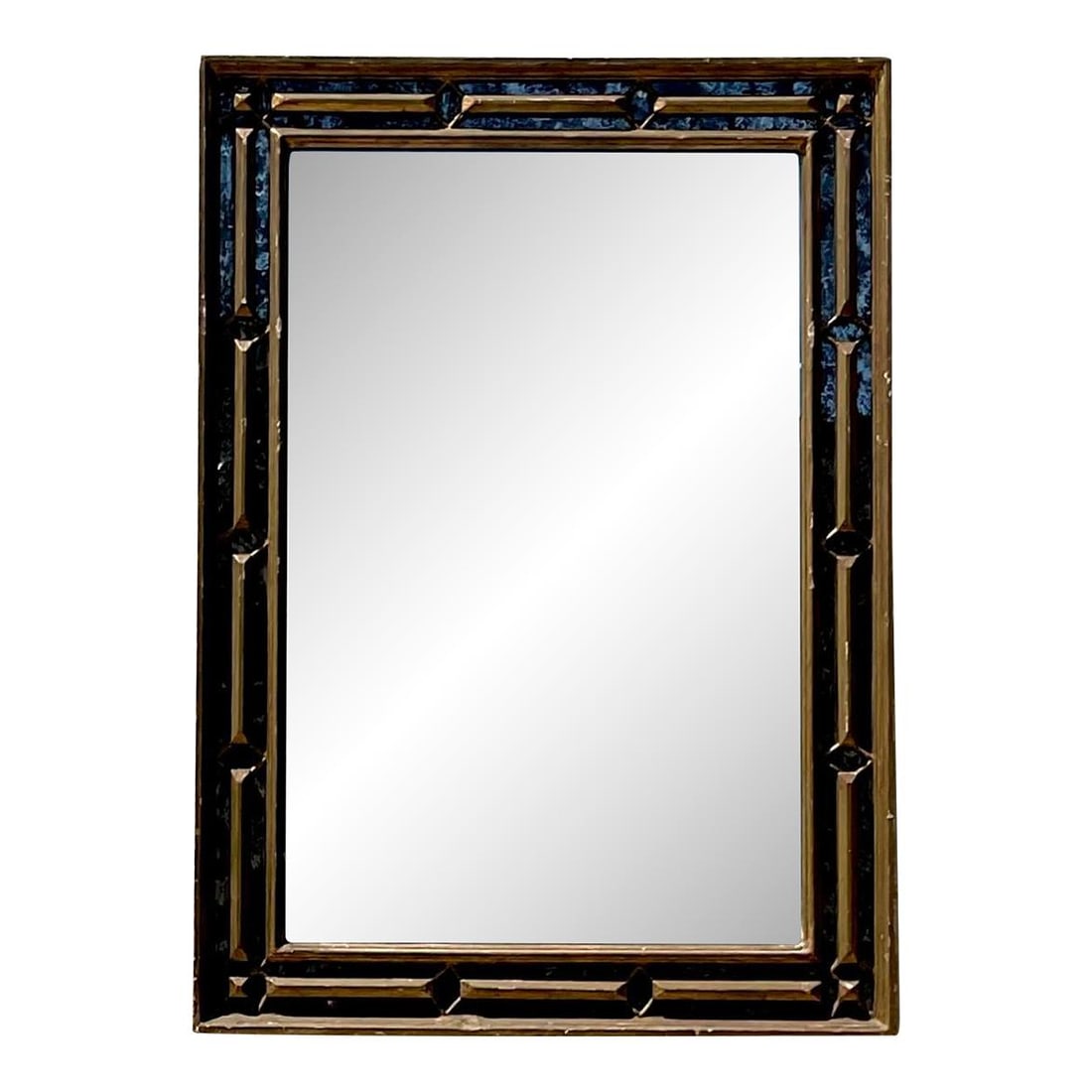 Vintage Regency Gilt Tipped Smoked Glass Mirror 32 x 45: Vintage Regency Gilt Tipped Smoked Glass Mirror 32 x 45 Add a touch of opulence to your space with this Vintage Regency Gilt Tipped Smoked Glass Frame Mirror. Crafted in America, this mirror showcases