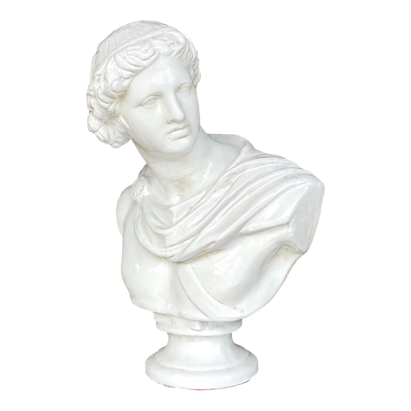 Vintage Boho Terra Cotta Bust by Global Views: Vintage Boho Terra Cotta Bust by Global Views Discover a stunning vintage Boho bust of a man, crafted by Global Views. This exquisite piece features a beautiful glazed finish on a terra cotta form, co