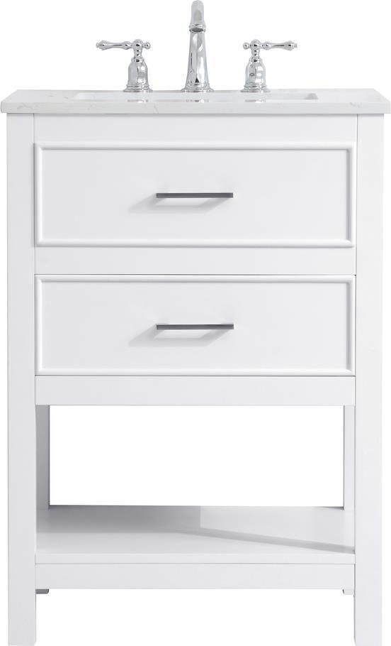 Elegant Lighting Compact Bathroom Vanity with Quartz Top: Elegant Lighting Compact Bathroom Vanity with Quartz Top Elevate your bathroom space with this stylish Compact Vanity featuring a stunning Quartz Top in White. This transitional-style vanity is design
