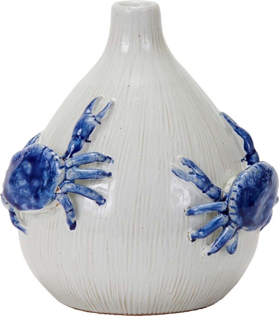 Handmade Blue and White Crab Vase for Nautical Decor (1 of 3)